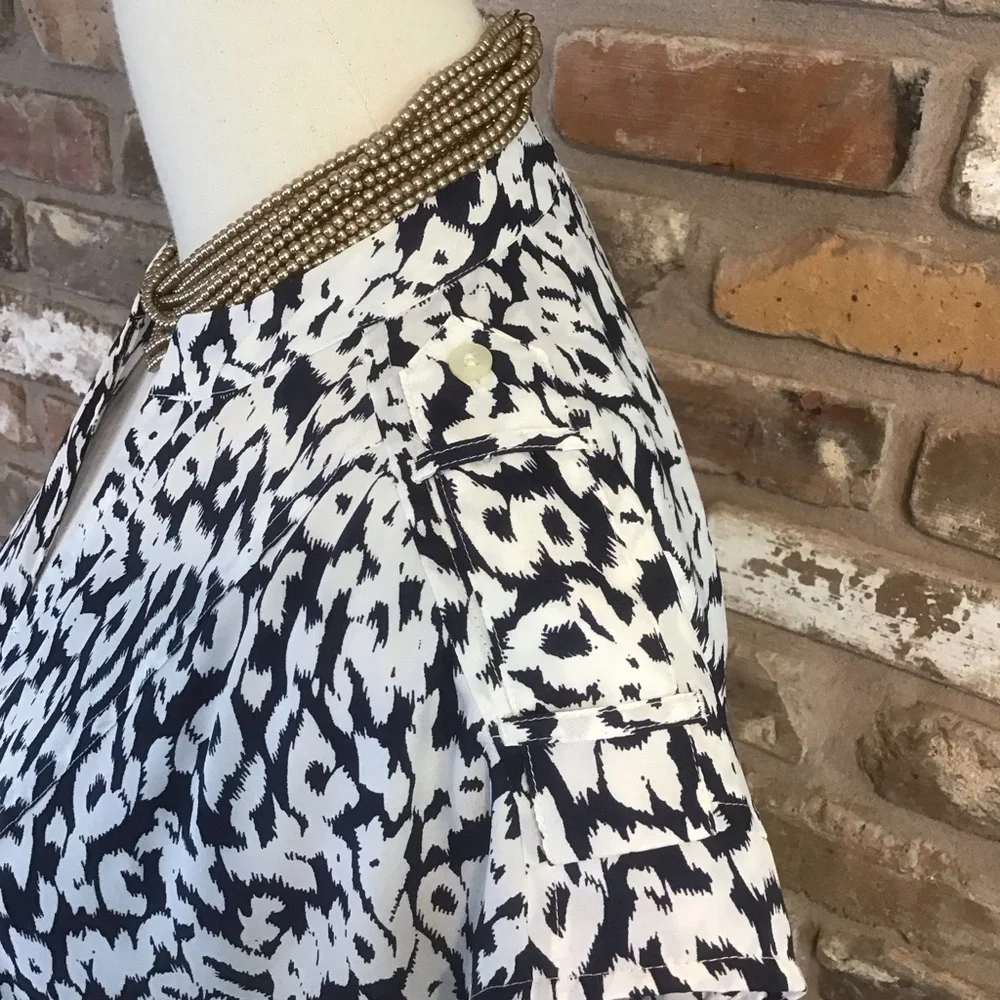 J. CREW Women’s Navy White Leopard Print V-neck Sheath Dress L